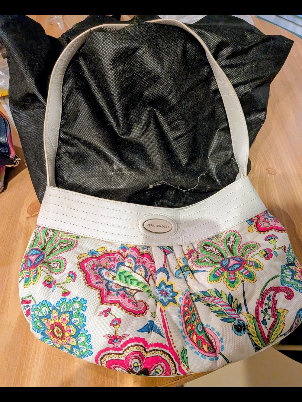 Vera Bradley White Paisley Floral Hobo Shoulder Bag